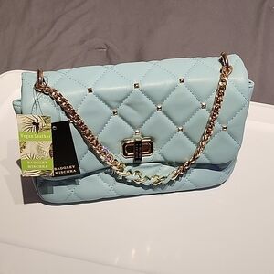 Badgley Mischka Sky Blue Quilted Crossbody Bag